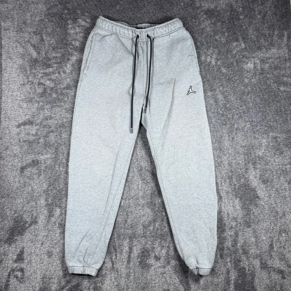 Jordan Essentials Fleece Sweatpants Grey Jumpman Joggers Mens Small